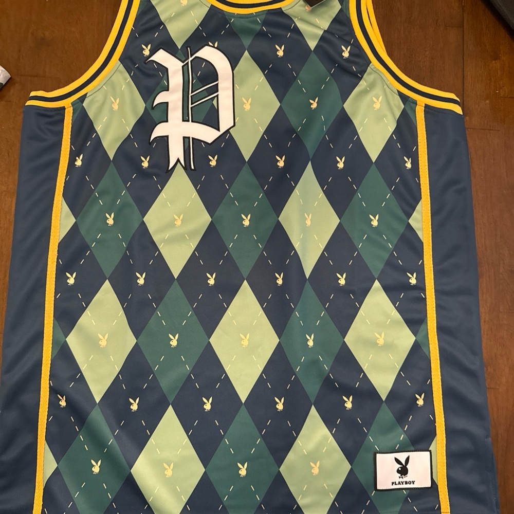 PLAYBOY 2XL Green and Blue Argyle Tank NWT